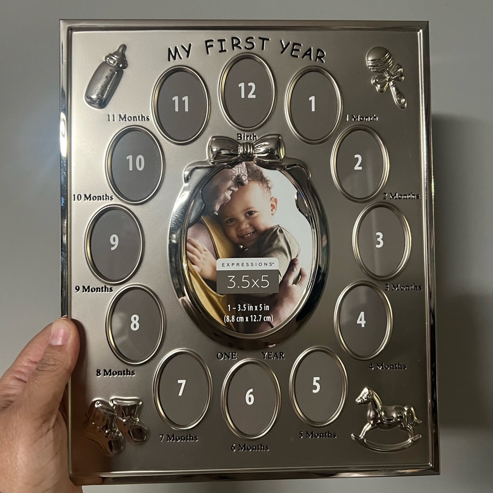 Silver Baby's First Year Photo Frame